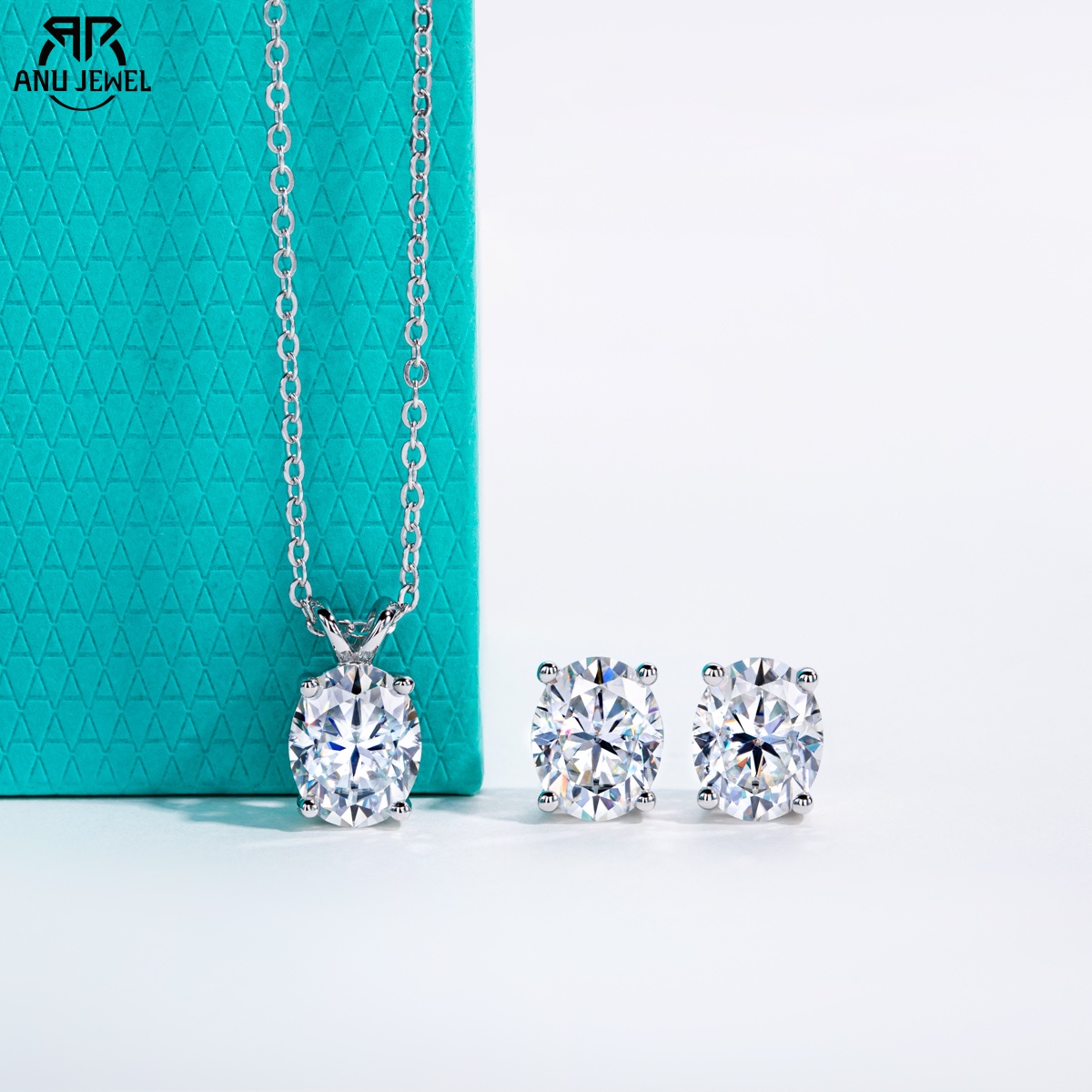 Ansi Chain - AnuJewel 2-5ct البيضاوي مويسانيتي قلادة 0.5-3ct